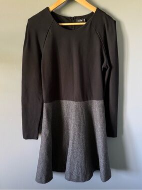 Kate Spade Saturday Colorblock Fit & Flare Dress Black Gray Long Sleeve Size 10